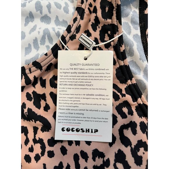 Cocoship Leopard Print Tie Front Swim Top Womens Size 10 Swimsuit Top Padded - Picture 7 of 11